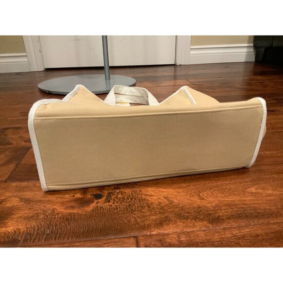 Michael Kors Tan White Canvas Mid Sized Tote Bag - Picture 7 of 7